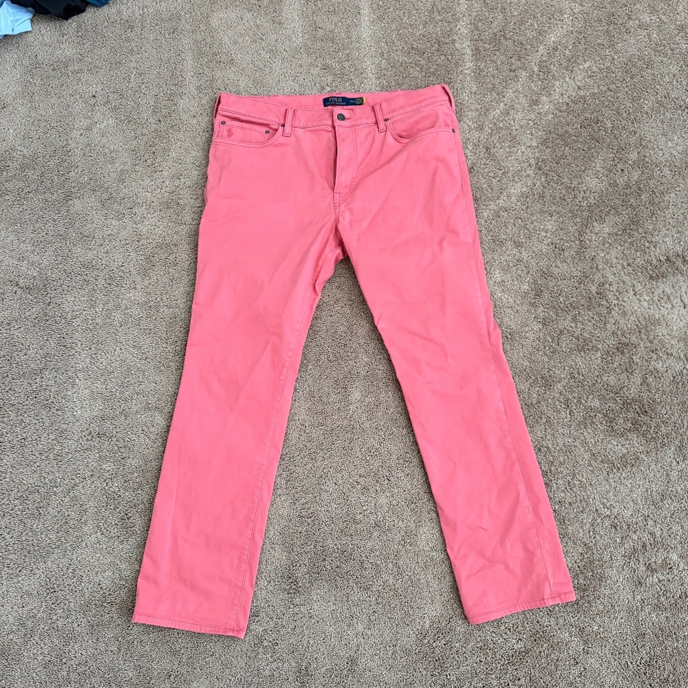 Polo Ralph Lauren Varick Stretch Slim Straight Pant 36 x 32 - Pink/Salmon